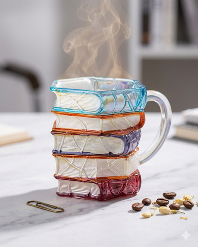 ماگ بلوری طرح کتاب